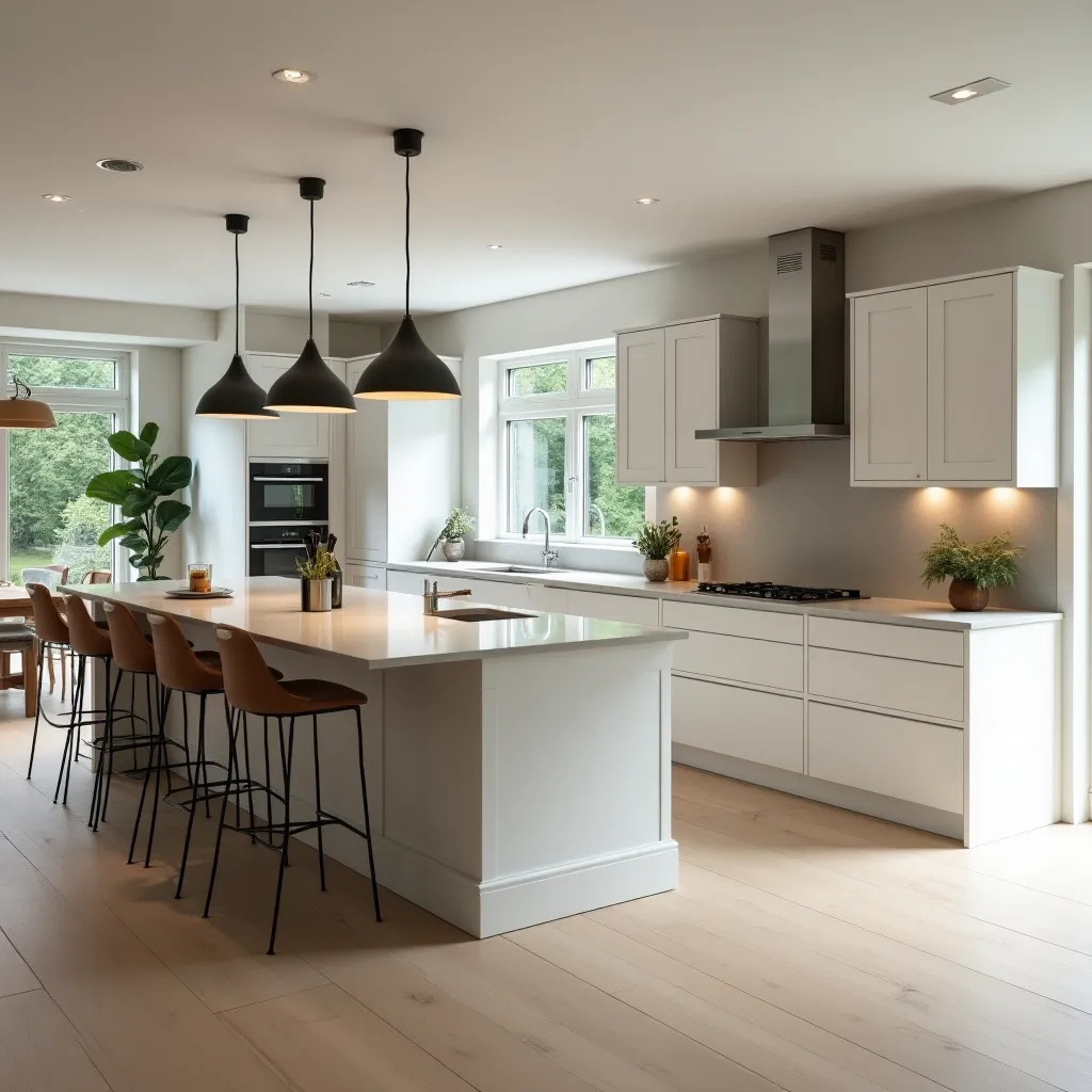 מטבח בצורת ר עם אי – אי שסוגר את משולש העבודה