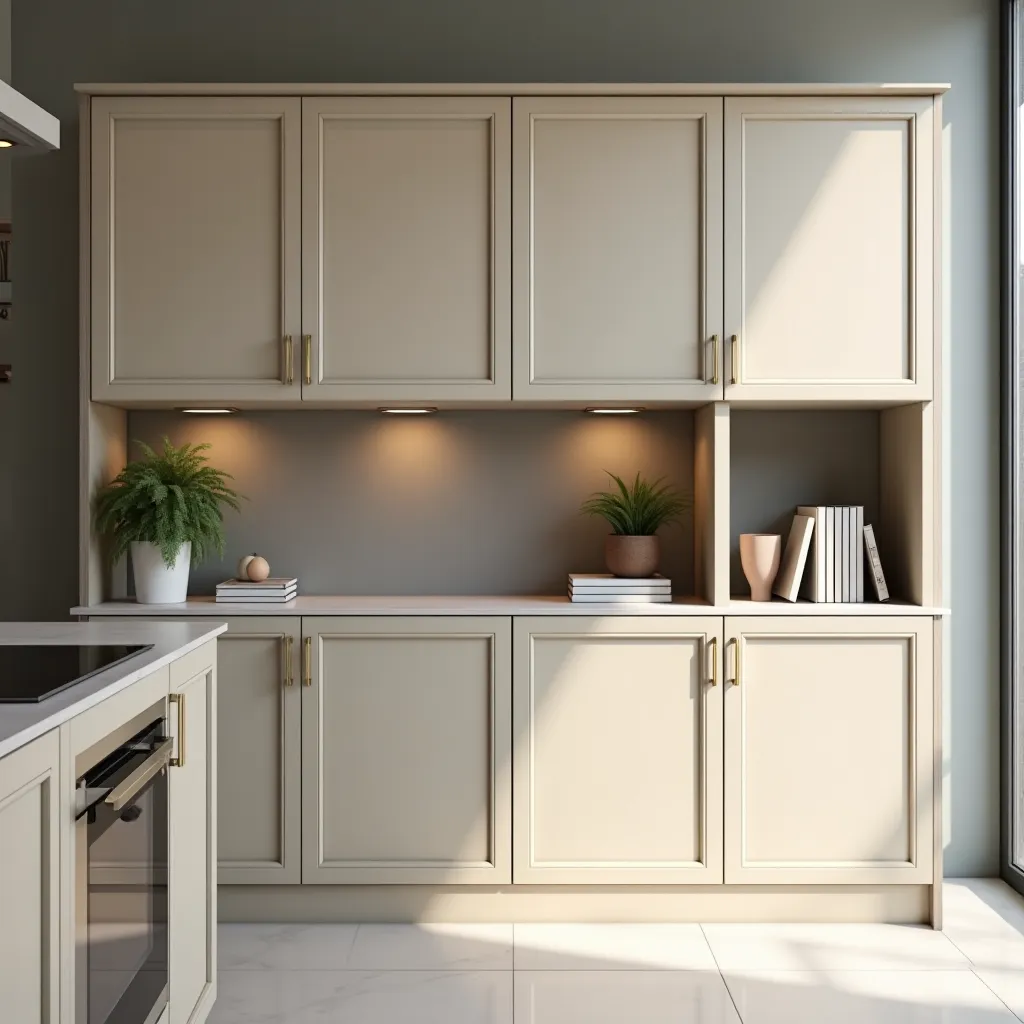 שידת מטבח – שילוב מדף פתוח בקצה