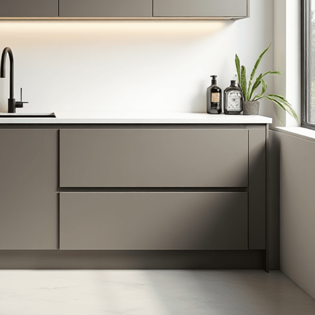 מטבח פולימר מודרני – חזיתות שטוחות בגימור מט