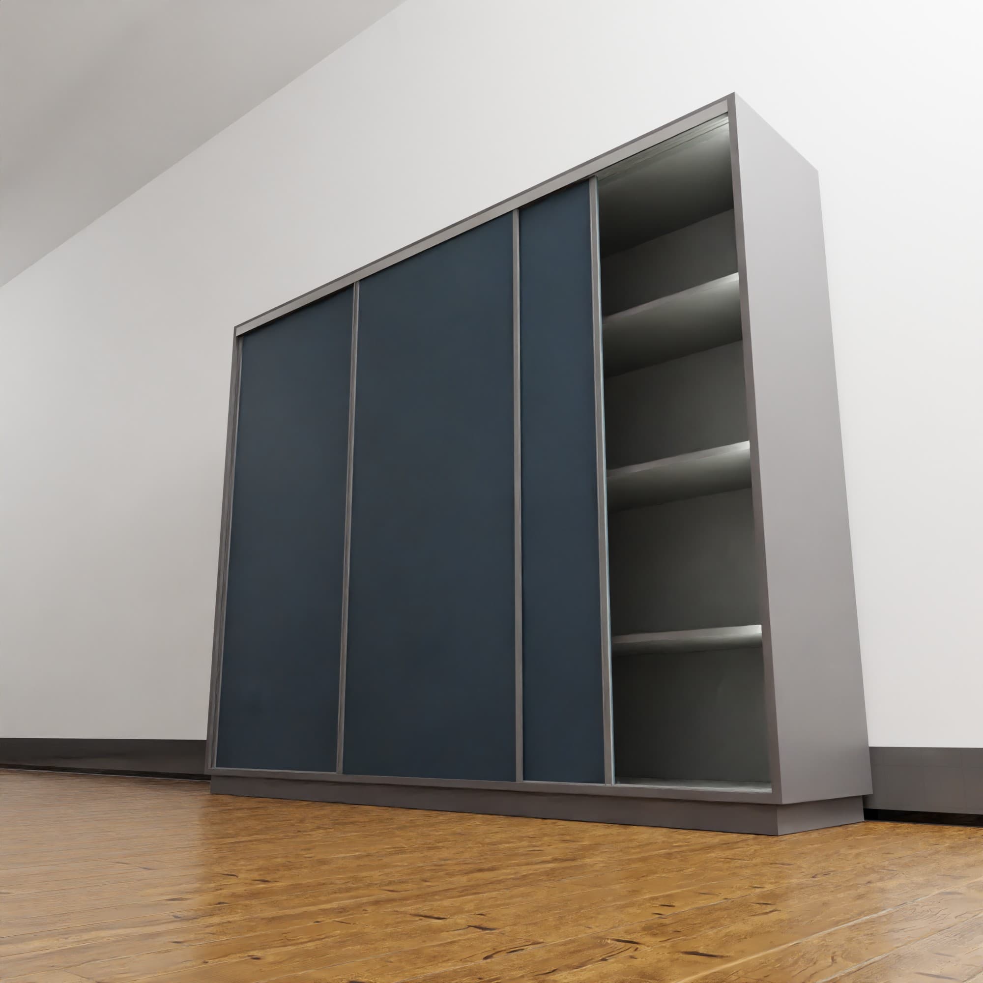 ארון הזזה – אפור כהה (3 דלתות) נאנו כחול